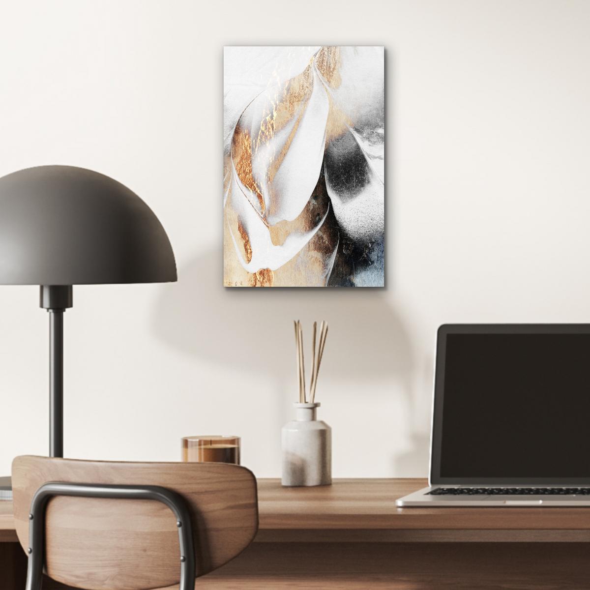 METALLBILD Luxus - Abstrakt - Gold - Weiß 20x30 cm - Goldfarben, Metall (20/30cm) - MuchoWow
