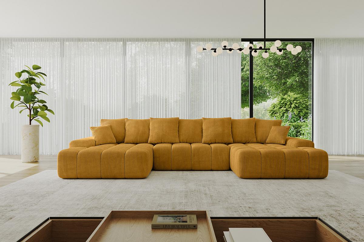 WOHNLANDSCHAFT ENSI-U - 353x164x69 cm Currygelb - Currygelb, Holzwerkstoff/Kunststoff (357/69/164cm) - ALTDECOR