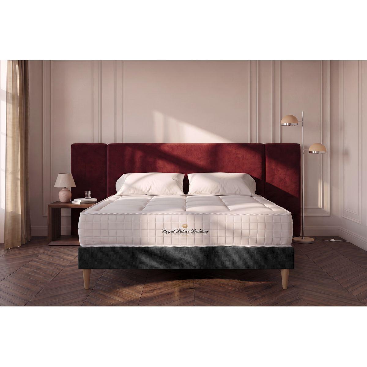 BETT Balmoral Memory-Schaum 160 x 200 cm h3 - Kit Bettgestell Schwarz - Beige/Schwarz, Karton/Holz (160/200cm) - ROYAL PALACE BEDDING