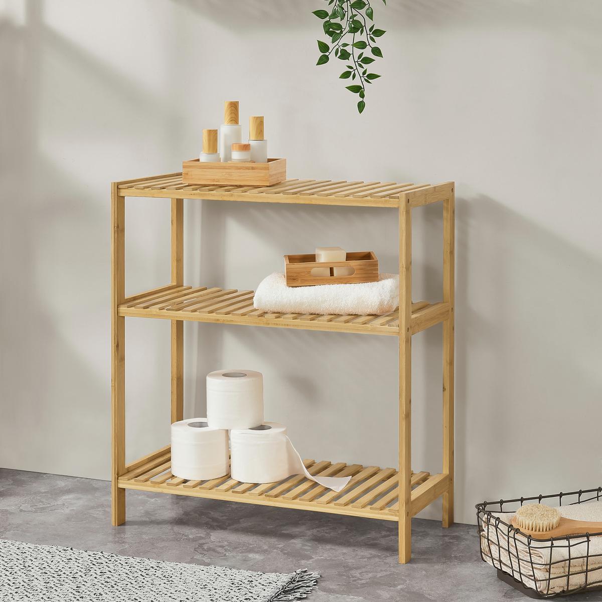 BADEZIMMERREGAL Nyköping - Naturfarben, Holz (58/66/26cm) - [en.casa]