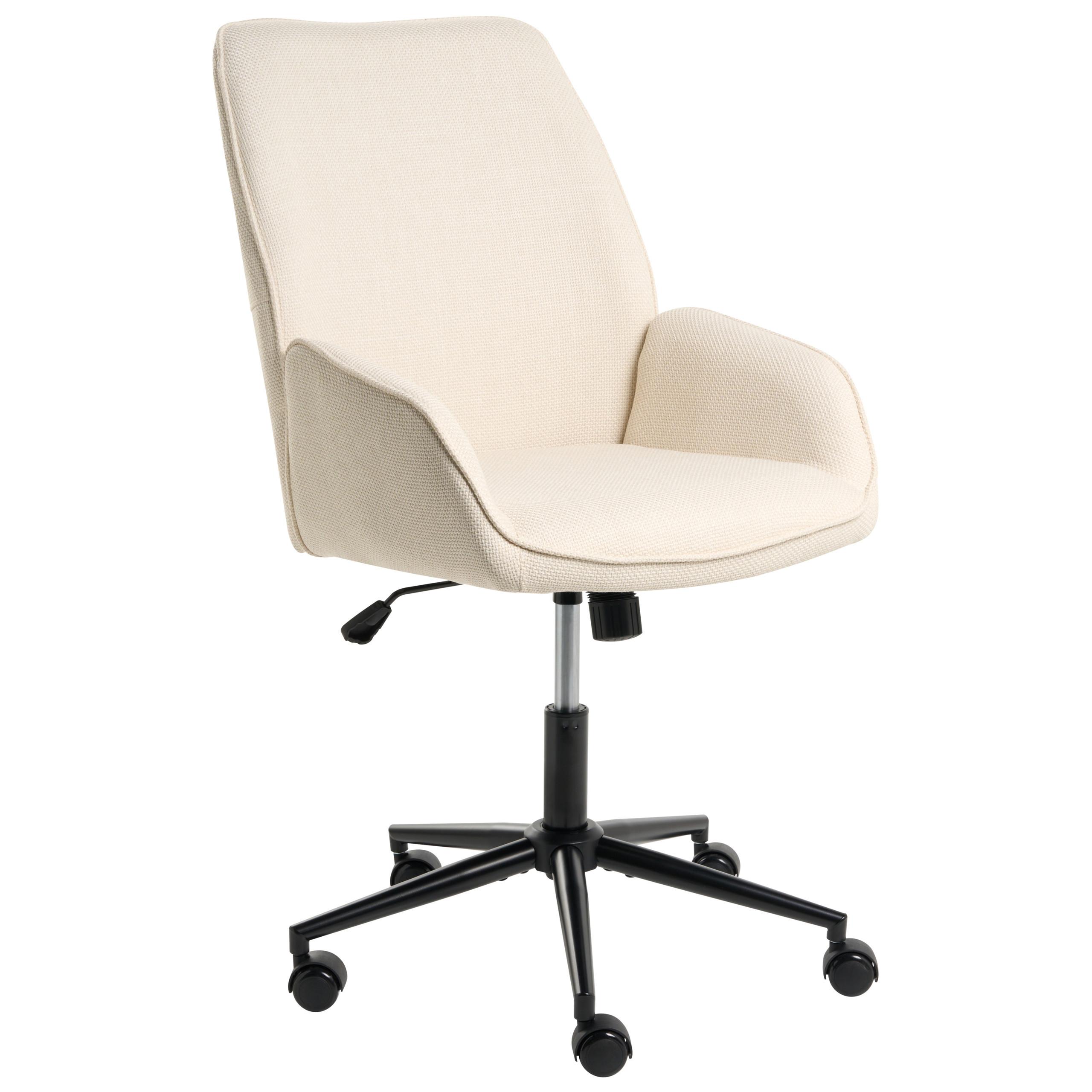 BÜROSTUHL Kunstleinen Cremeweiß Castile - Weiß, Textil (64/96/64cm) - Beliani