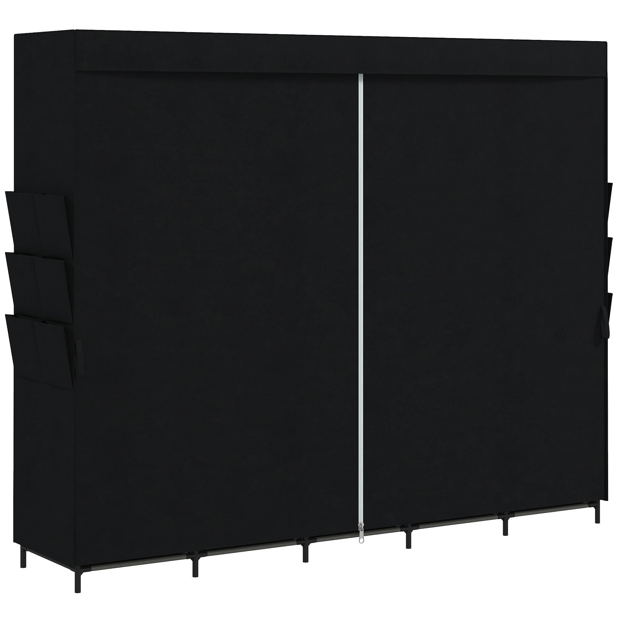 STOFFSCHRANK Stahl Vliesstoff Schwarz - Schwarz, Textil/Metall (45/167/212cm) - HOMCOM