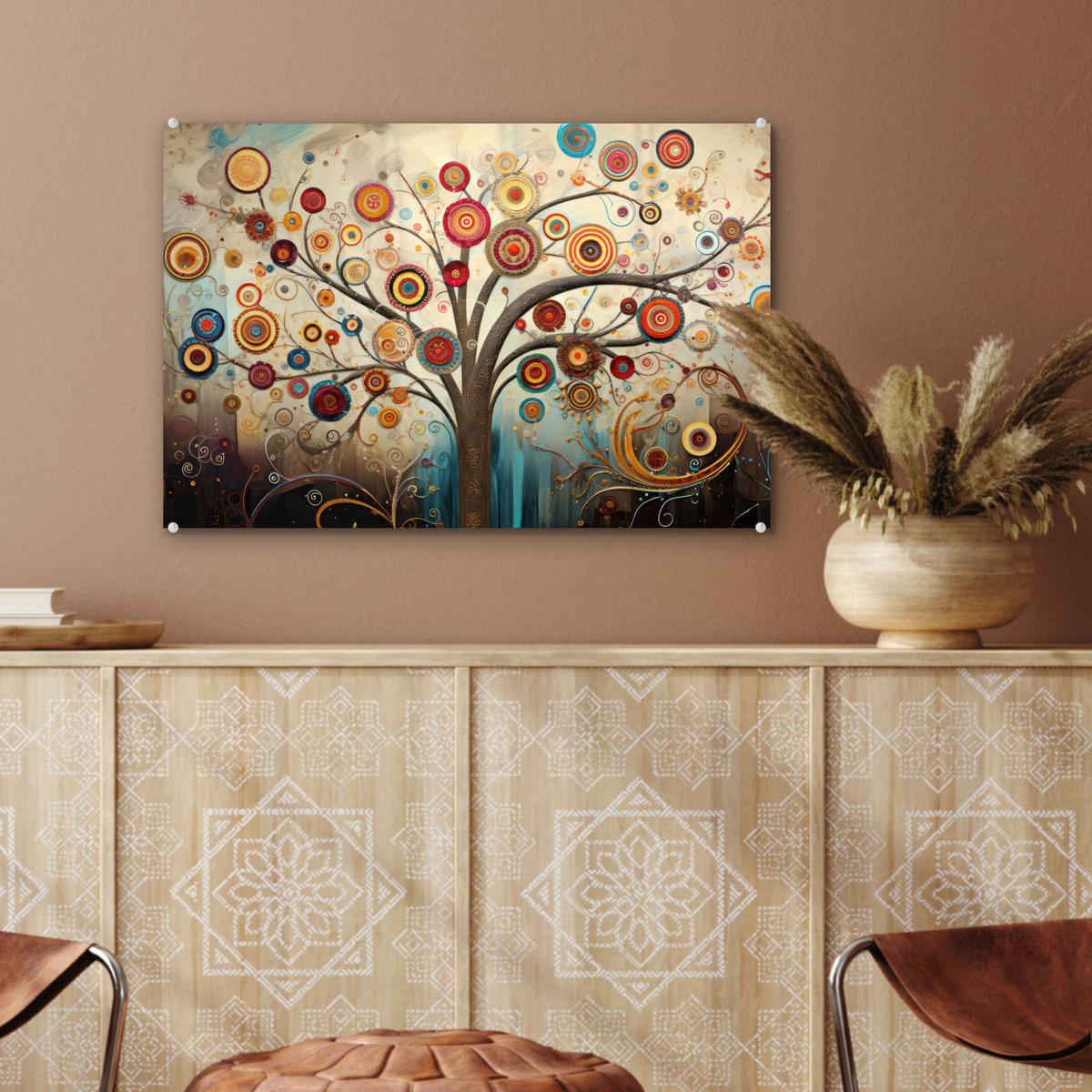 ACRYLGLASBILD Baum - Baum des Lebens - Farbe Wanddeko 60x40 cm - Braun, Glas (60/40cm) - MuchoWow