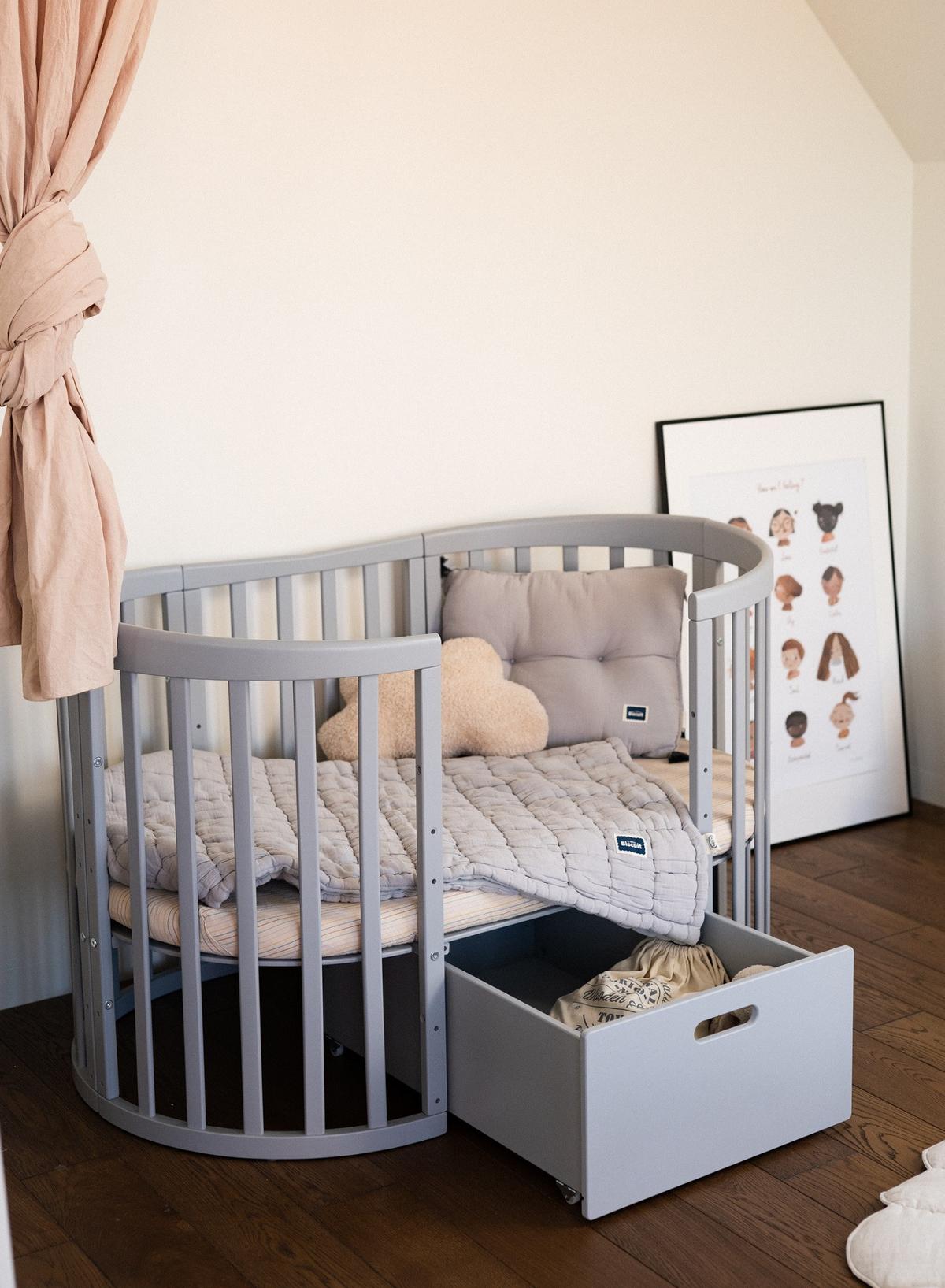 BABY Bett-Schublade - Grau, Holz - waldin