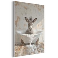 AKUSTIKBILD Esel - Tiere - Badewanne - Schaumstoff Wandbilder 60x80 cm - Weiß, Kunststoff (60/80/0.9cm) - MuchoWow