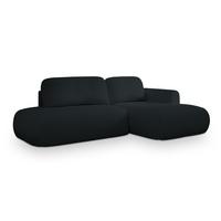 ECKSOFA NUVIRA R-S Schwarz Boucle-Stoff mit Schlaffunktion - Schwarz, Holz (279/158cm) - MASSENO