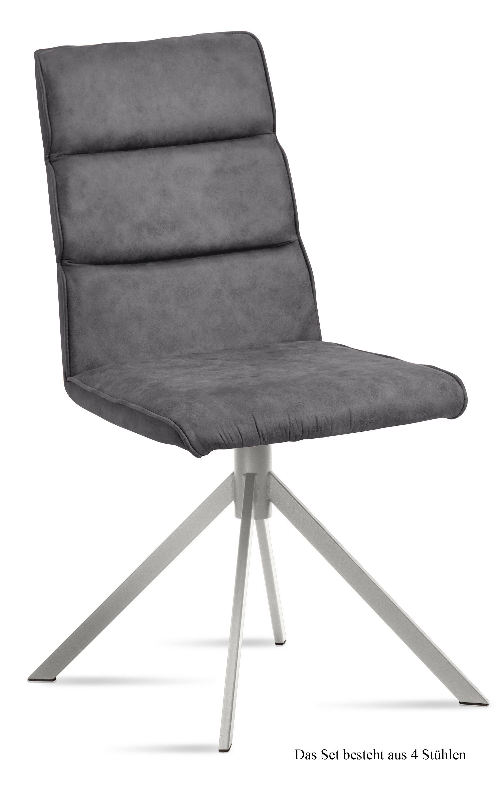 ESSZIMMERSTUHL (4er-Set) Dorkas 47x92x60 Edelstahl/Grau - Edelstahlfarben/Grau, Kunststoff (60/92/47cm) - 58aufmkessel