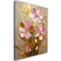 WANDBILD rosa blume gold glamour - Pink, Textil (40/60cm) - Feeby
