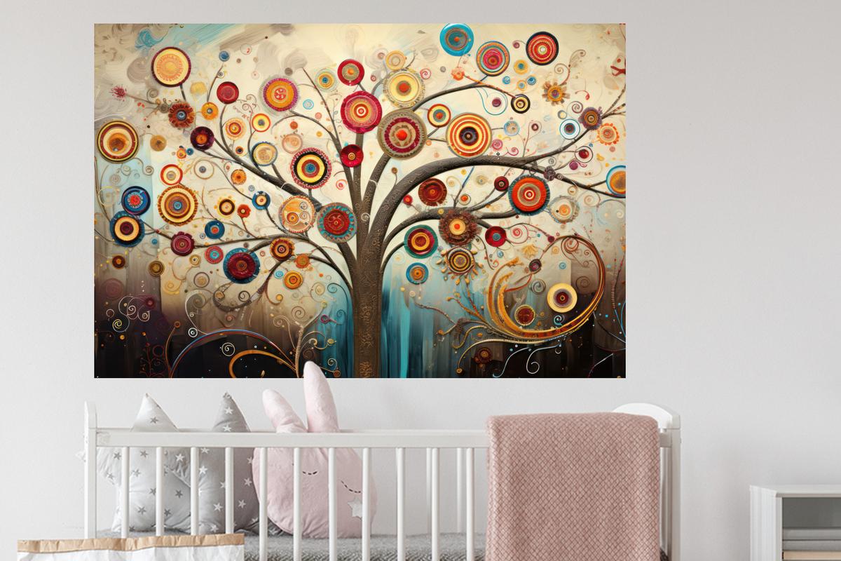 WANDTATTOO Baum - Baum des Lebens - Farbe Wandsticker 120x80 cm - Braun, Kunststoff (120/80/0.1cm) - MuchoWow