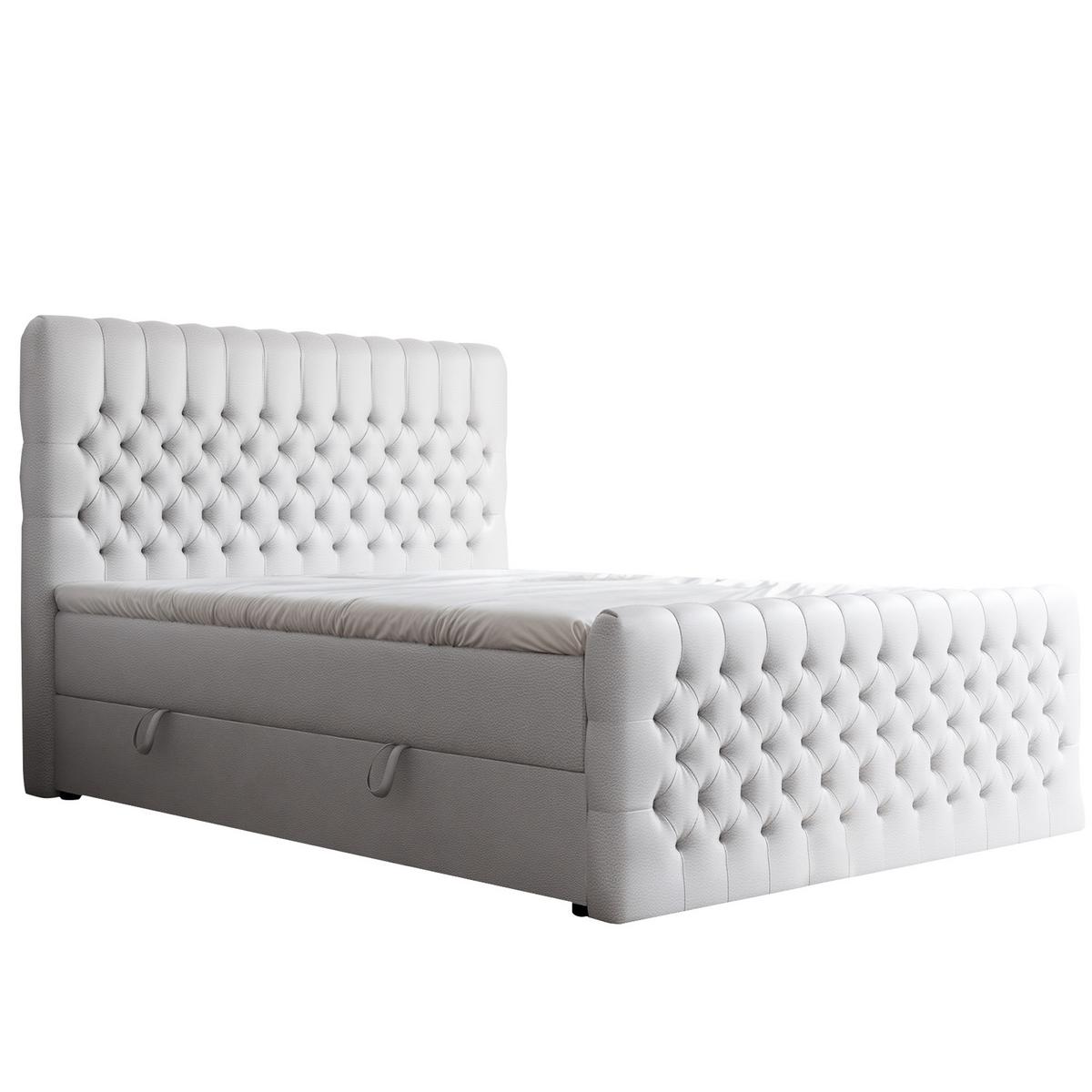 BOXBETT 140x200 cm mit Topper - Weiß, Holzwerkstoff/Textil (140/200cm) - Idohome