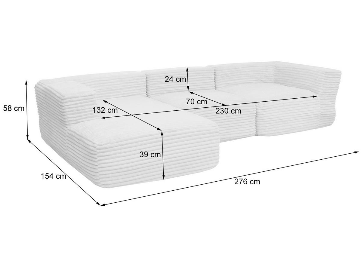 SOFA-GARNITUR Dunkelgrau - Dunkelgrau, Textil (276/58/154cm) - MCW