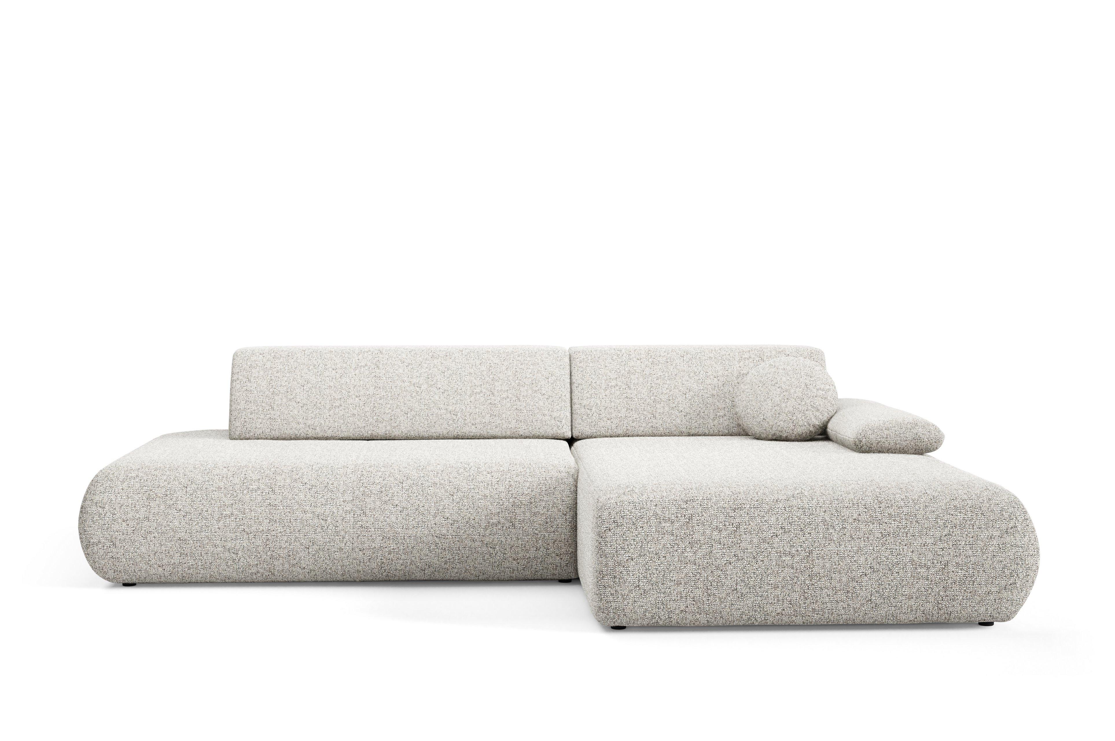ECKSOFA DELTA R-S Hellgrau Geflochtener Stoff mit Schlaffunktion - Hellgrau, Holz (286/173.5cm) - MASSENO