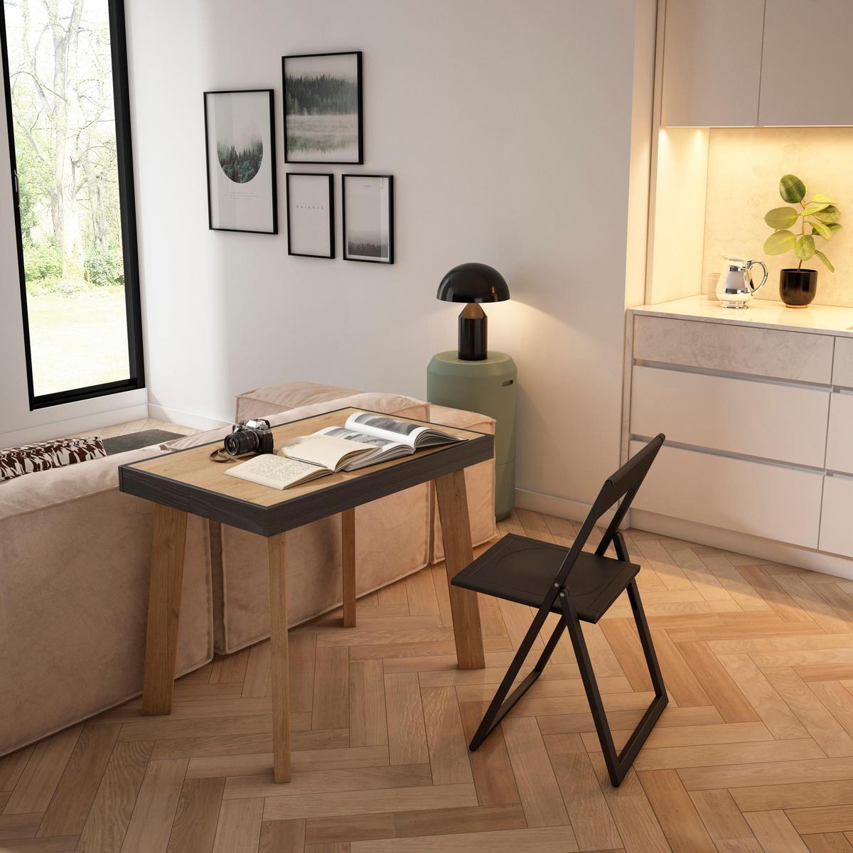 KONSOLENTISCH ausziehbar 58 bis 262cm, für 12 Gäste, eiche, schwarz, 90/58/73cm - Eichefarben/Multicolor, Holzwerkstoff (90/262/73cm) - Skraut Home