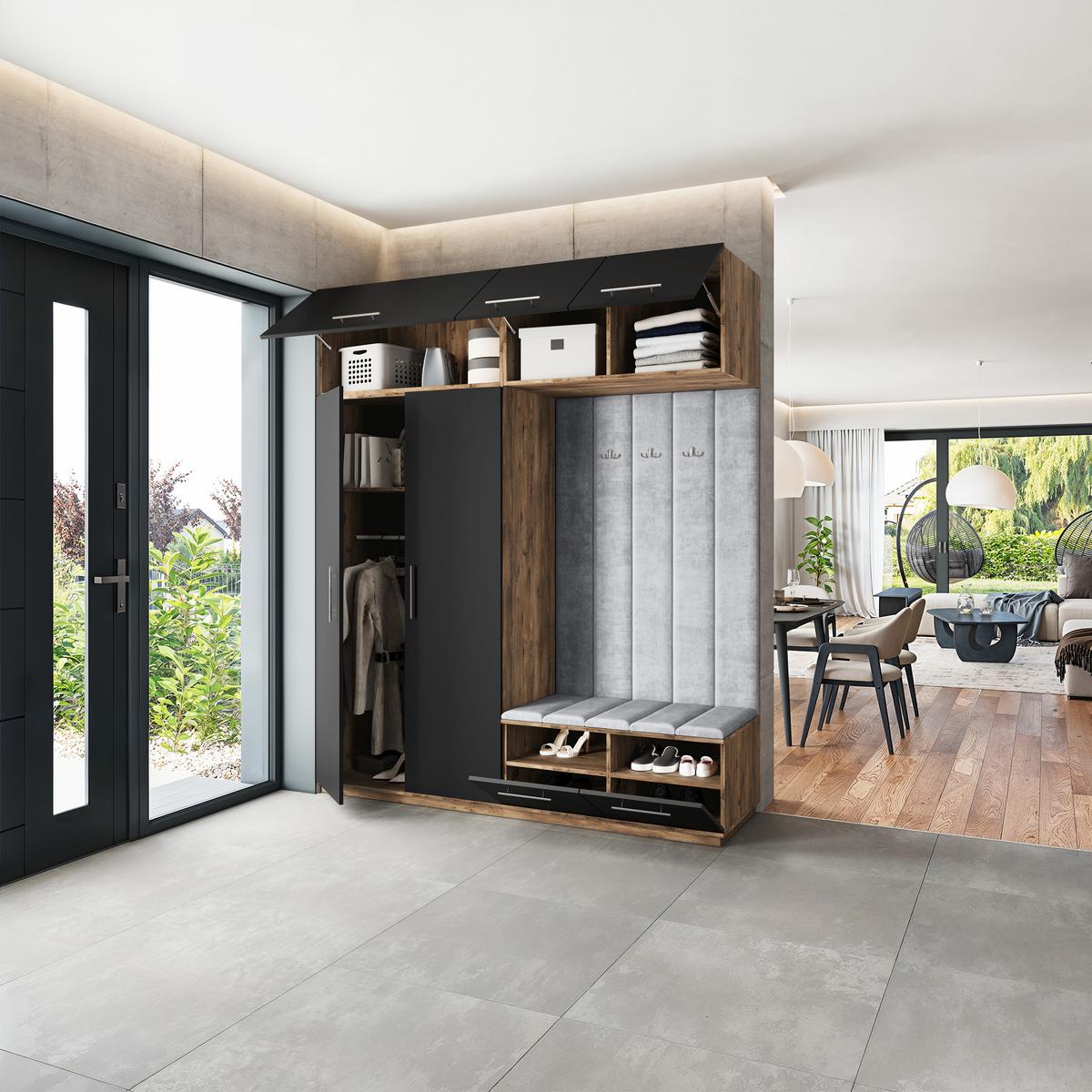 GARDEROBENSCHRANK REMA 200/240/60 cm Modern Eichefarben - Eichefarben/Hellgrau, Holzwerkstoff (200/240/60cm) - MASSENO