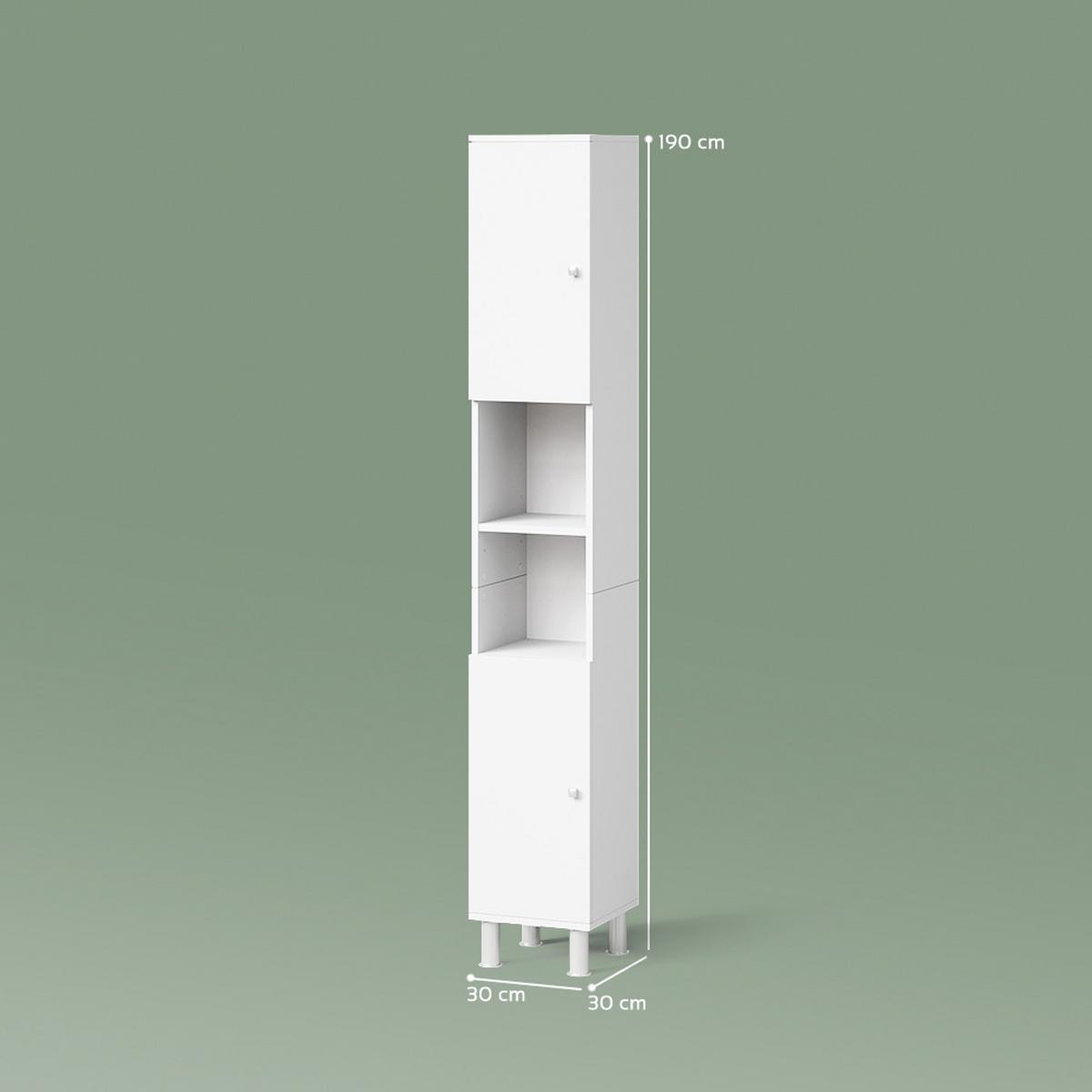 BADSCHRANK Fucino Weiß 30 x 190 cm - Weiß, Holzwerkstoff (30/190/30cm) - Livinity®