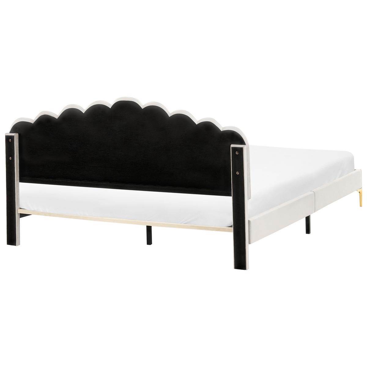 BETT mit Lattenrost 180/200 cm Samtstoff Cremeweiß Sauvian - Creme, Textil (180/200cm) - Beliani