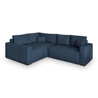 ECKSOFA ERONIS L-S Blau Kordstoff mit Schlaffunktion - Blau, Holz (265/194cm) - MASSENO