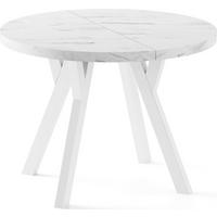 ESSTISCH Twixy XXL groß rund oval ausziehbar, Marmor Weiß 100-300/100/76 cm - Ecru/Weiß, Holz/Holzwerkstoff (100/300/76cm) - WFL GROUP