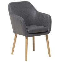 ESSZIMMERSTUHL Kunstleder Grau Yorkville - Grau, Holz/Textil (56/82/46cm) - Beliani