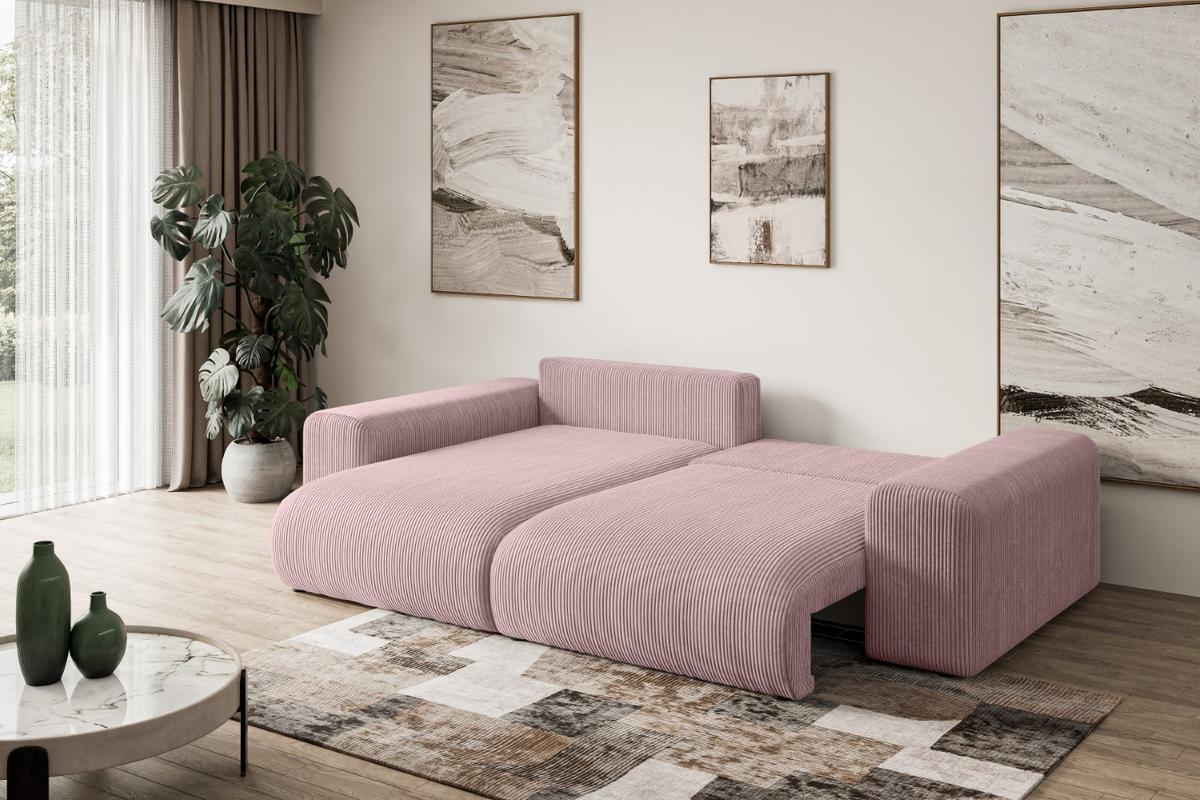 ECKSOFA Ottomane links ESKAR-L 266x176x72 Rosa Cord - Schwarz/Rosa, Holzwerkstoff/Kunststoff (266/176cm) - ALTDECOR
