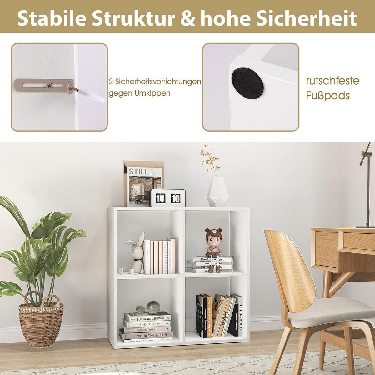 BUCHERREGAL Weiß - Weiß, Holz (70/70/33cm) - COSTWAY