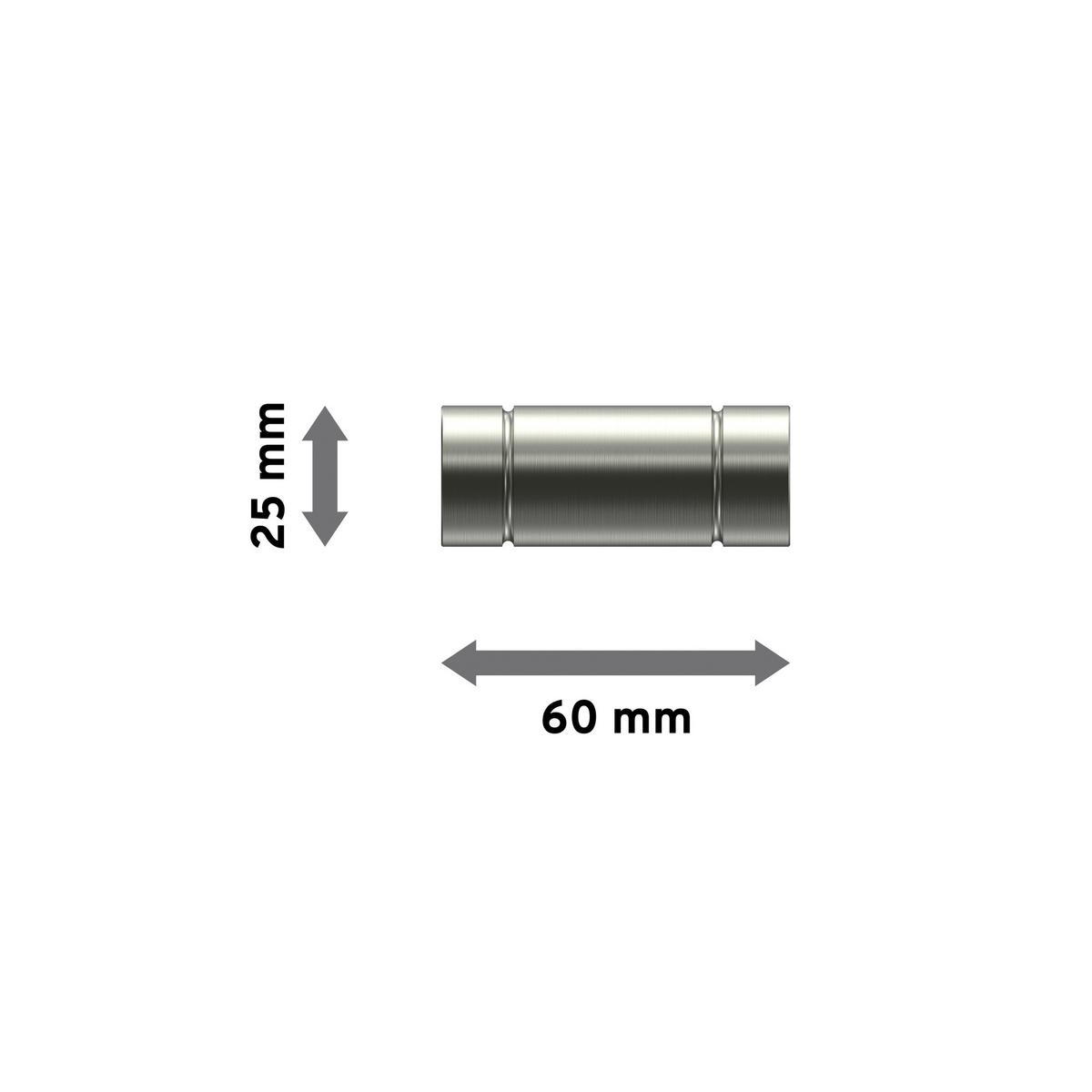 ENDSTÜCKE FÜR GARDINENSTANGEN 20 mm Ø, Elias Edelstahl, Packung 2 Stück - Edelstahlfarben, Metall (6/2.5/2.5cm) - INTERDECO