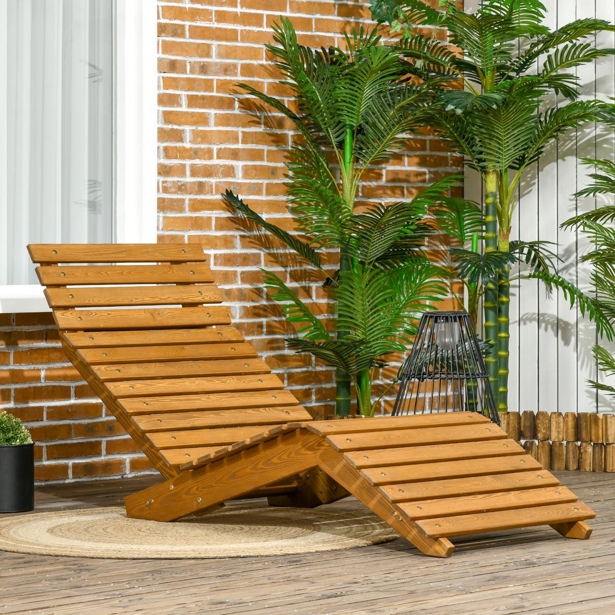 GARTENLIEGE - Teakfarben, Holzwerkstoff (170/77/66cm) - Outsunny