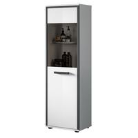 MIDISCHRANK weiß Hochglanz, grau 40 x 139 cm, Badkommode mit wechselbaren Türanschlag - Weiß Hochglanz/Schwarz, Glas/Holzwerkstoff (40/139/34cm) - Inn.Furn