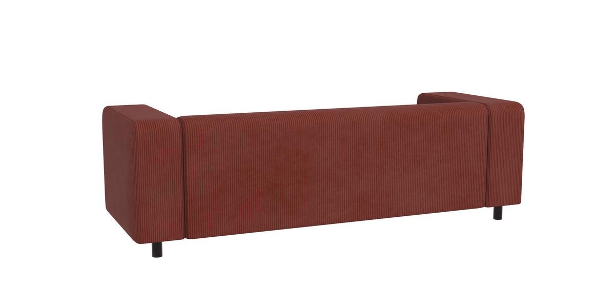 SITZGARNITUR 3+2 Tove Terrakotta Cord - Terracotta/Schwarz, Holz/Kunststoff (175/65/80cm) - S-Style Möbel
