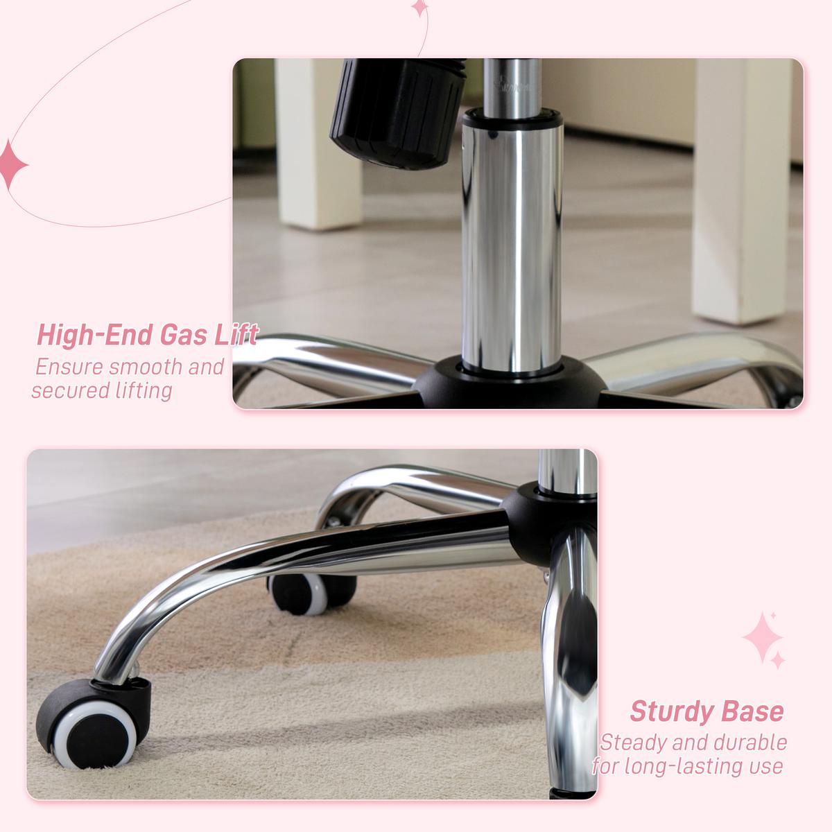 BÜROSTUHL Ergonomisch Schreibtischstuhl mit Wippfunktion für Home Office, Rosa - Rosa, Kunststoff (61/114/61cm) - Vinsetto