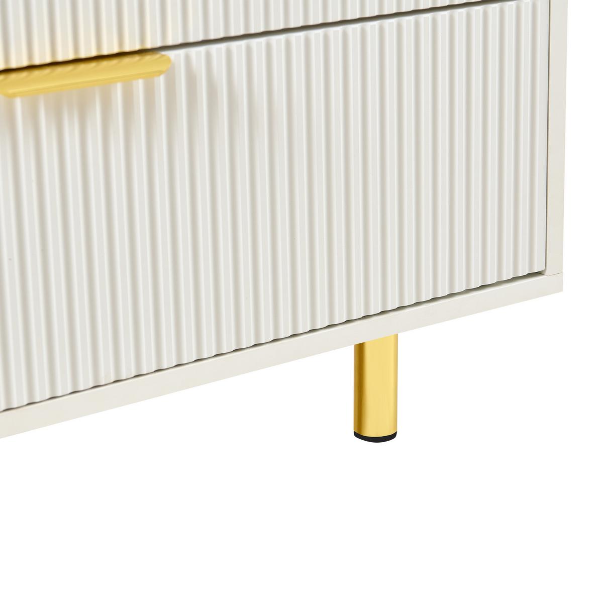 SIDEBOARD weiß gold 6 schubladen 120cm modern - Weiß, Holzwerkstoff (120/72/40cm) - Urban Meuble