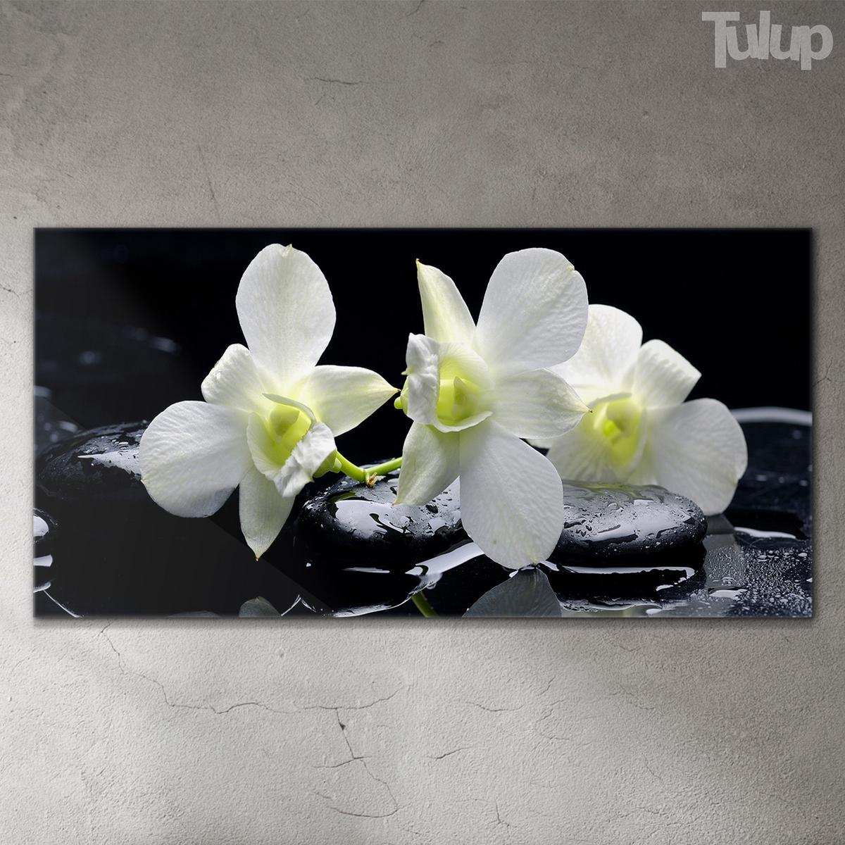 GLASBILD 100x50 cm Orchideenblüte - Schwarz, Glas (100/50cm) - TULUP