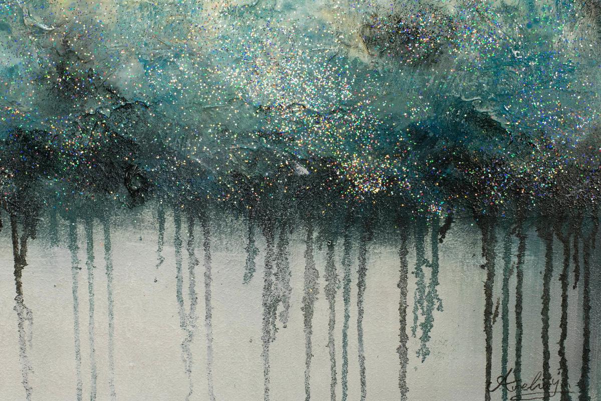 ACRYLBILD HANDGEMALT 100/75 cm - Türkis/Grau, Holz/Textil (100/75cm) - KUNSTLOFT