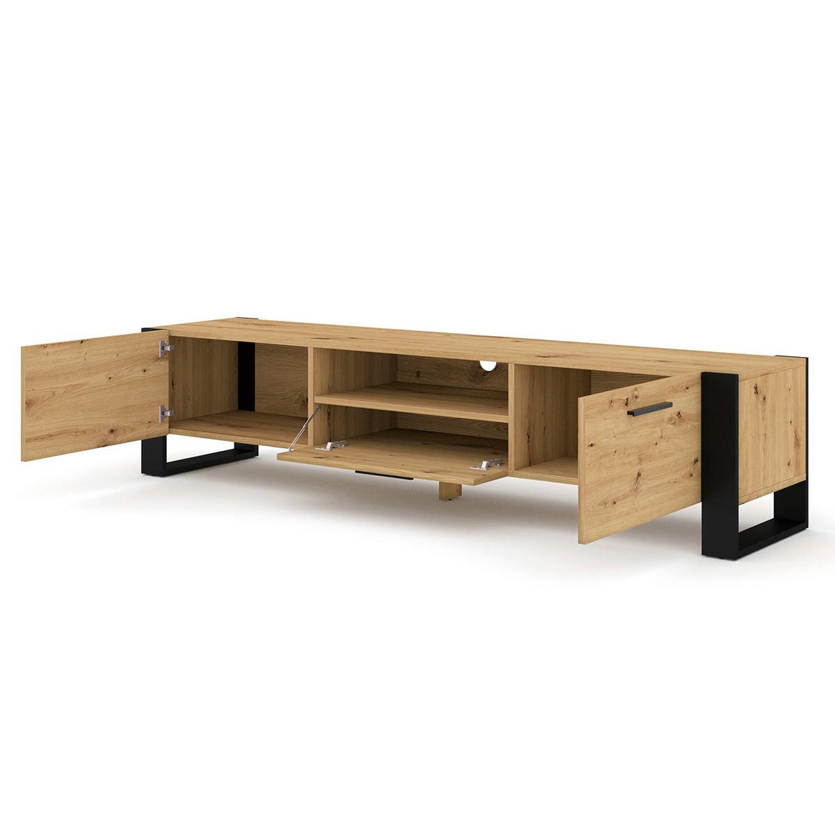 TV-MÖBEL Nouka Holz und Schwarz - Braun, Holzwerkstoff (200/48/43cm) - Petits-meubles