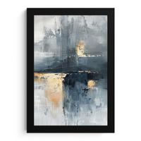 POSTER MIT RAHMEN Kunst - Grau - Gold - Abstrakt Poster 20x30 cm - Dunkelgrau, Papier (20/30cm) - MuchoWow