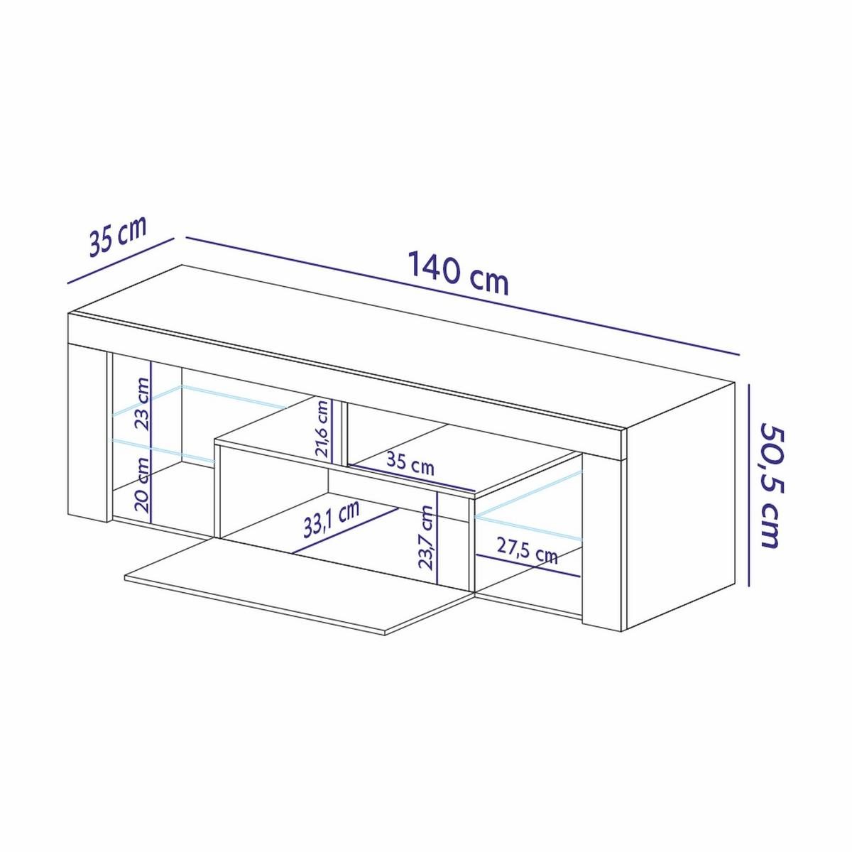 TV-HÄNGEBOARD Bianko Eiche / Schwarz 140 cm - Eichefarben/Schwarz, Holzwerkstoff (140/50.5/35cm) - Selsey