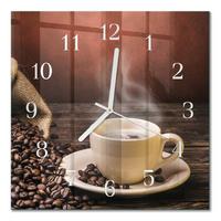 WANDUHR aus Glas 30x30 cm - Kaffee - Braun, Glas (30/30/0.4cm) - TULUP