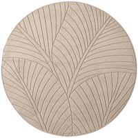 TEPPICH Outdoor, Fußbodenheizung-geeignet, mit Blattmotiv, ENGADIN in Beige, Ø 160 cm - Beige, Textil (160/160cm) - KADIMA DESIGN