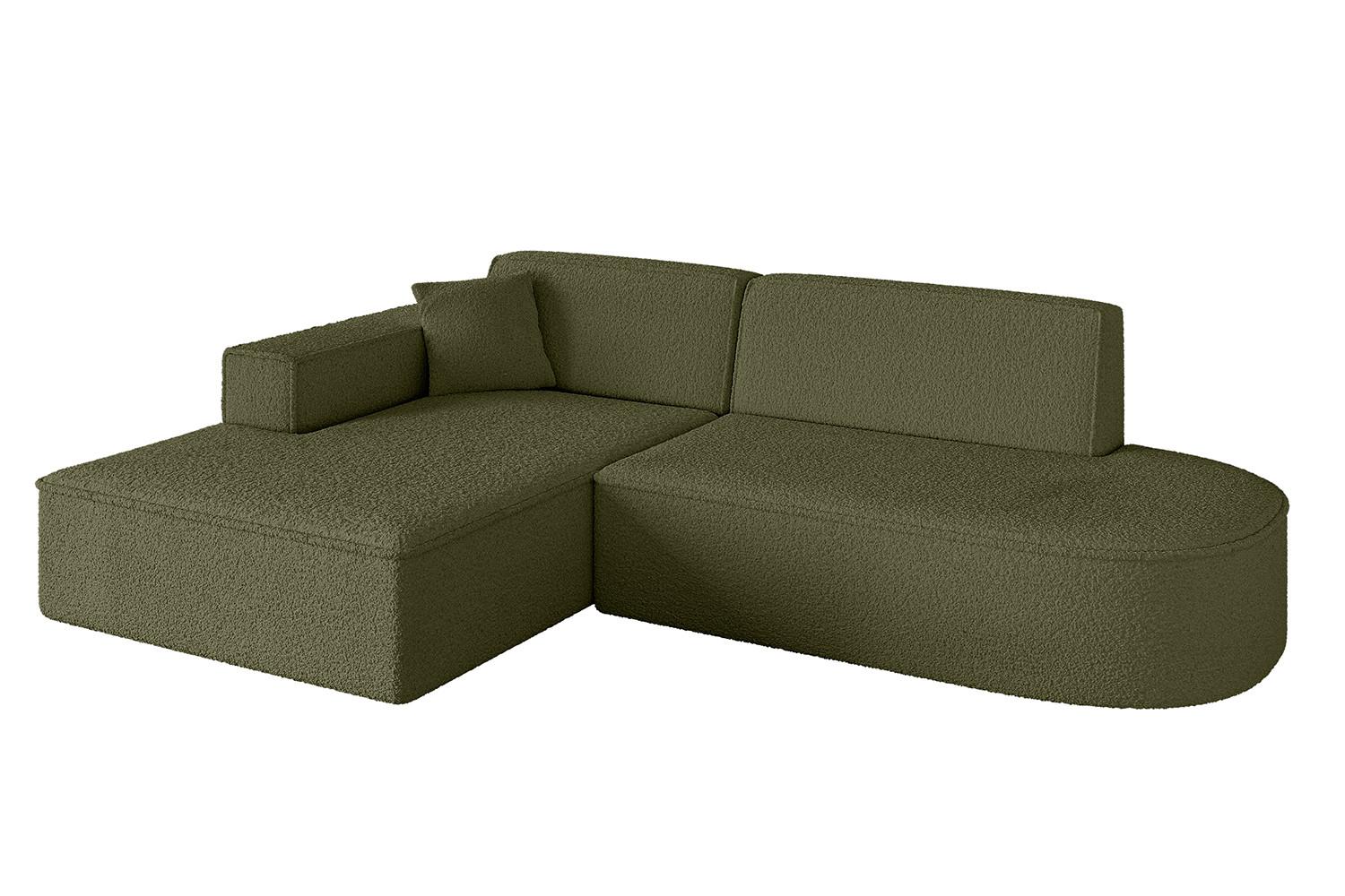 ECKSOFA Ottomane Links IREA-L1-v4 - 232x165x77 cm Grün - Platinfarben, Holzwerkstoff/Textil (232/165cm) - ALTDECOR