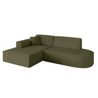 ECKSOFA Ottomane Links IREA-L1-v4 - 232x165x77 cm Grün - Platinfarben, Holzwerkstoff/Textil (232/165cm) - ALTDECOR