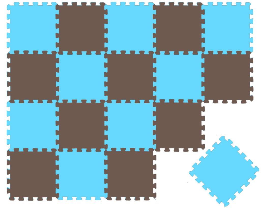 SPIELMATTE ab Null - 180/90/1 cm Puzzlematte Blau - Braun/Hellblau, Kunststoff (30/30cm) - Littletom