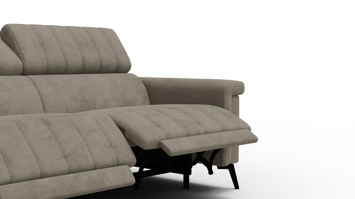 RELAXSOFA NORDEL 3-Sitzer, dunkles beige - Beige/Schwarz, Holz/Textil (194/80/105cm) - Wozimo