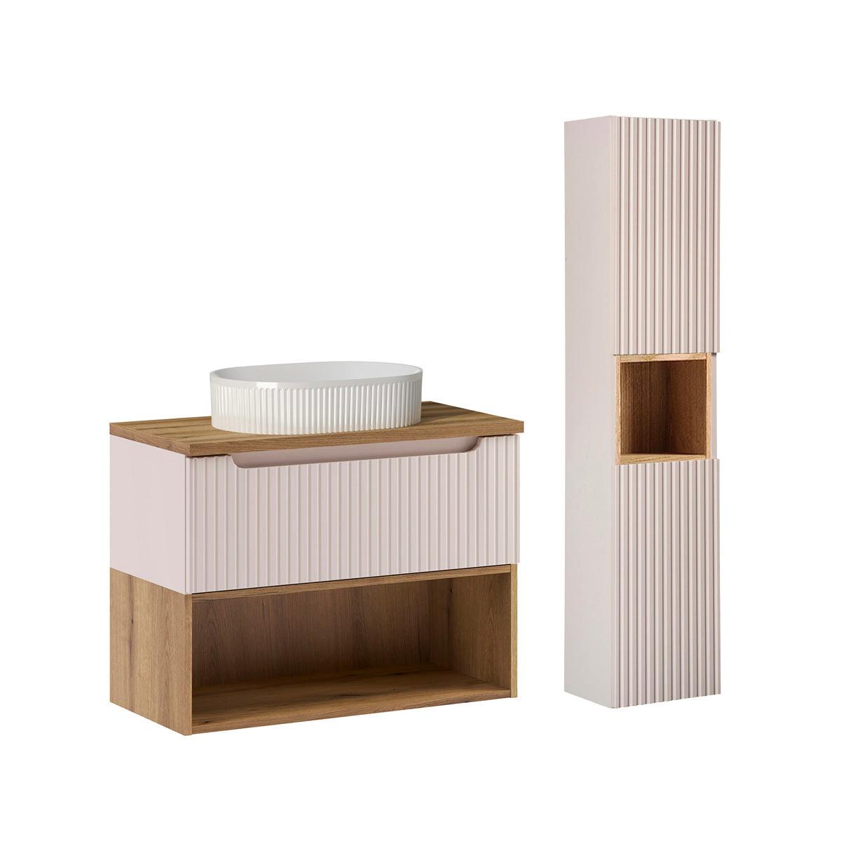 BADMÖBEL 80.4cm Riva 2er-Set Kaschmir - Beige, Holzwerkstoff (80.4/60/40cm) - Petits-meubles