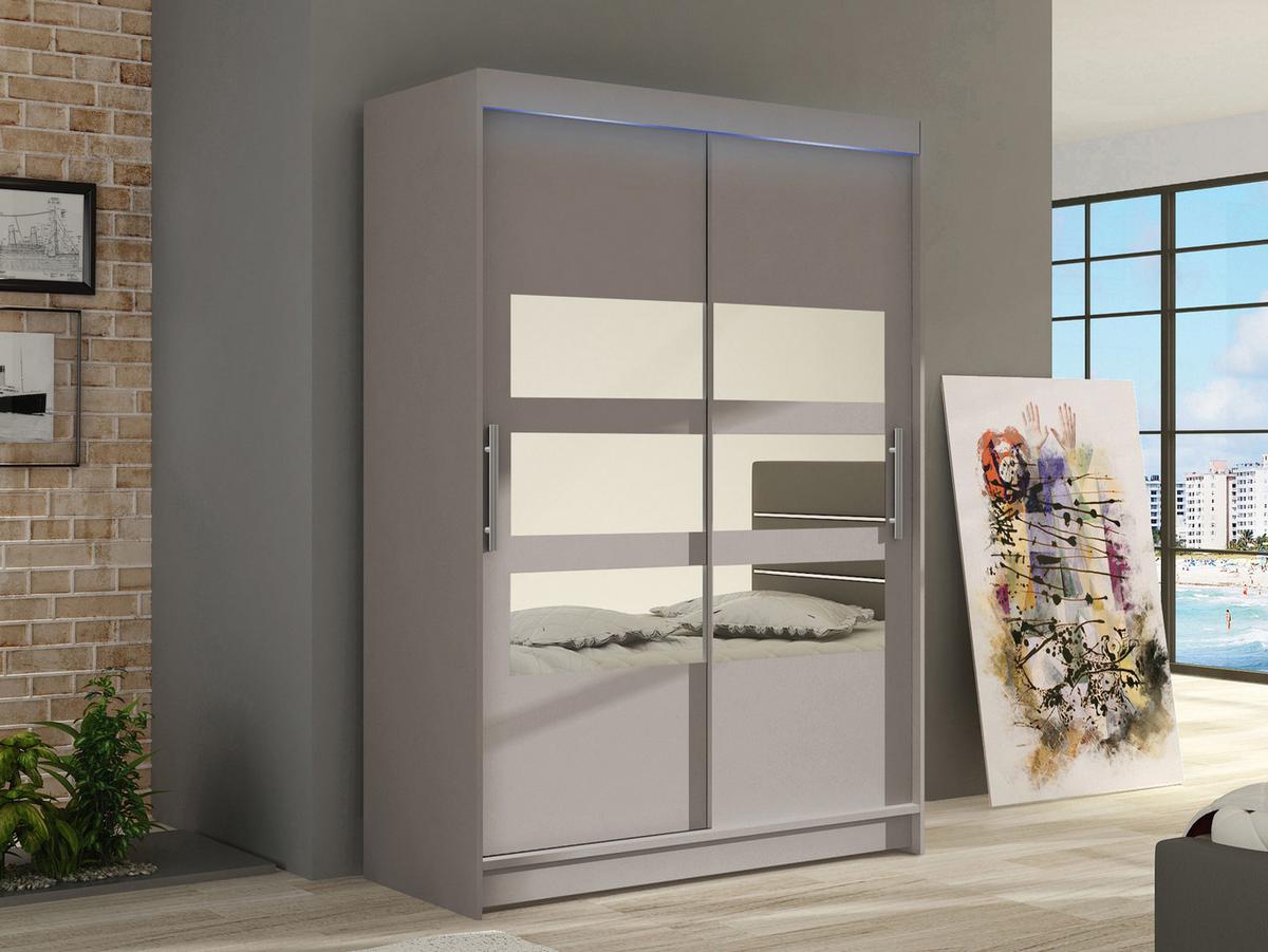 KLEIDERSCHRANK Miami V, mit RGB LED Beleuchtung - Kaschmir/Silberfarben, Holzwerkstoff/Kunststoff (120/200/58cm) - MIRJAN24