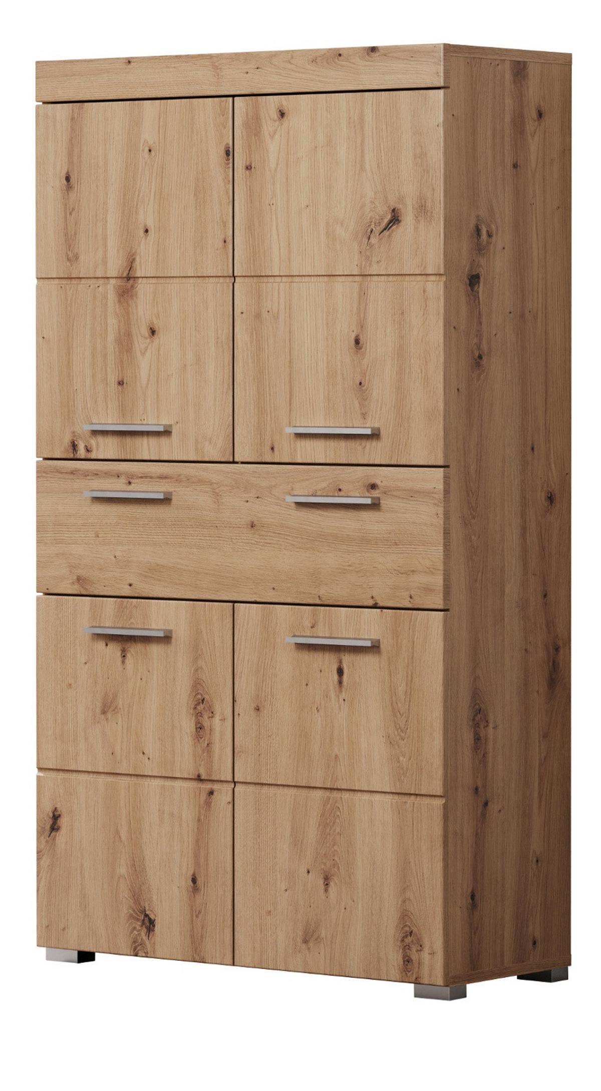 MIDISCHRANK Asteiche 73 x 132 cm, Badschrank mit viel Stauraum - Eichefarben, Holzwerkstoff/Kunststoff (73/132/31cm) - Top.Furn