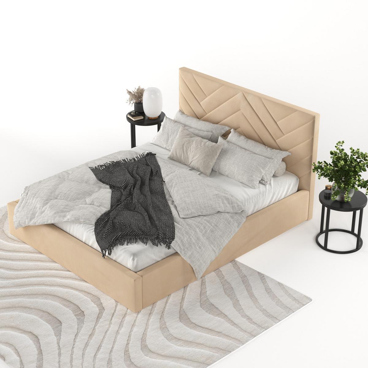 POLSTERBETT Arco 140/200 cm Beige im Kronos Stoff - Beige/Schwarz, Holz/Holzwerkstoff (140/200cm) - AltaBeds