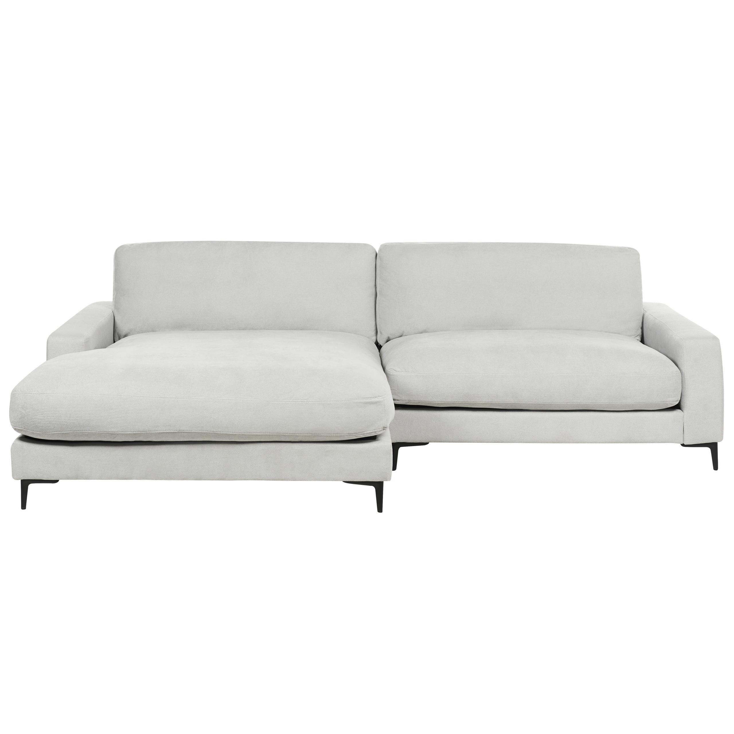 3-SITZER-ECKSOFA hellgrau linksseitig Maloy - Schwarz/Grau, Textil (272/189cm) - Beliani
