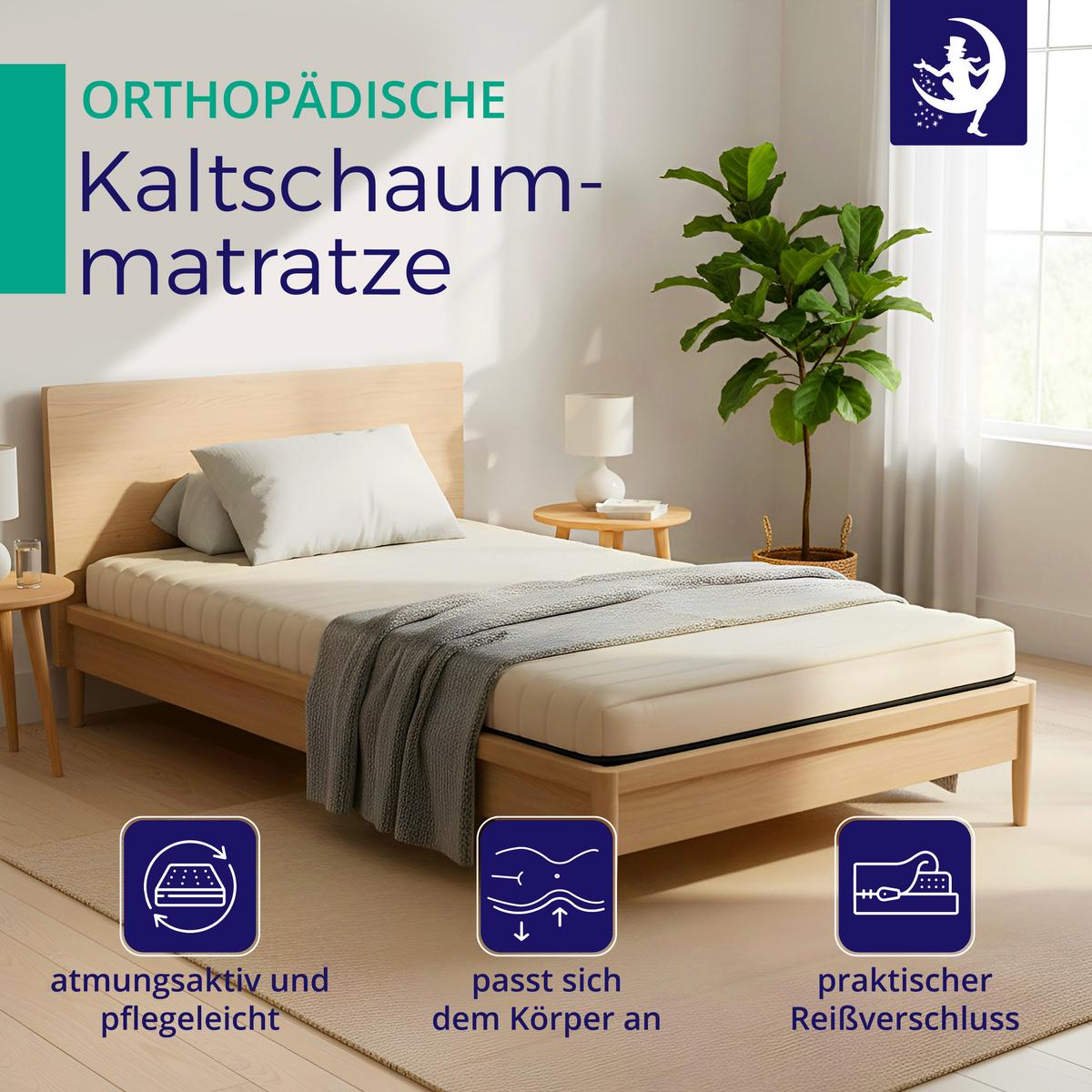 KALTSCHAUMMATRATZE H3 100x200 cm – ergonomische Matratze ca. 11 cm – allergikergeeignet – Bezug waschbar - Weiß, Textil (100/200cm) - Mister Sandman