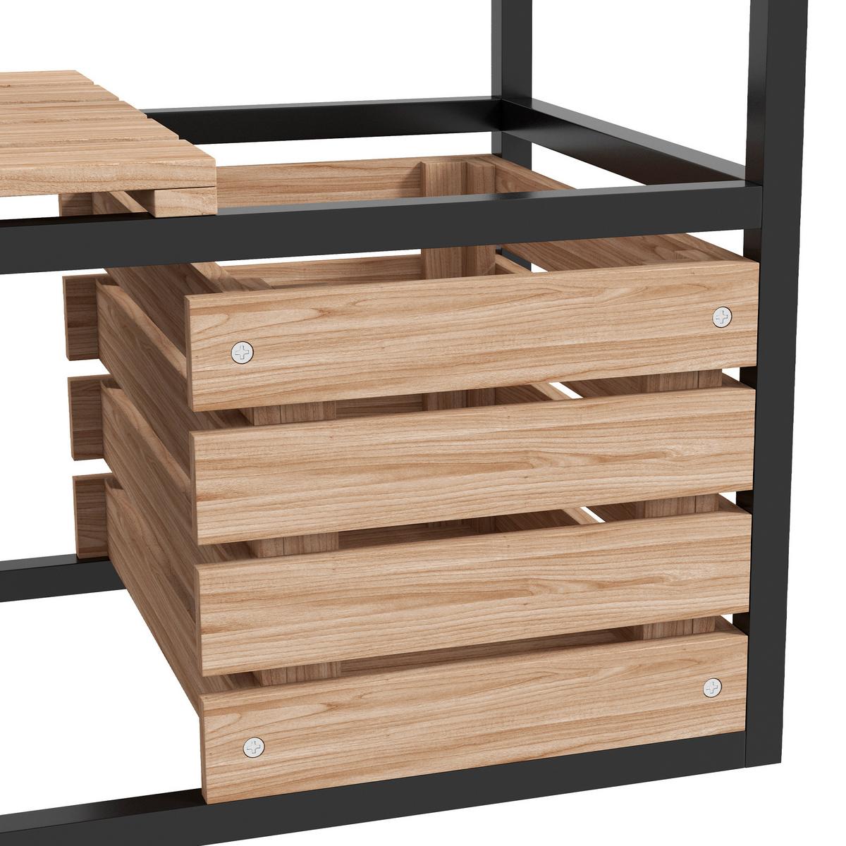 HOCHBEET aus Holz, 2-Stufiger Blumenkasten mit Ablage, für Garten, Balkon, Hellbraun - Braun, Metall (39/100/83cm) - Outsunny
