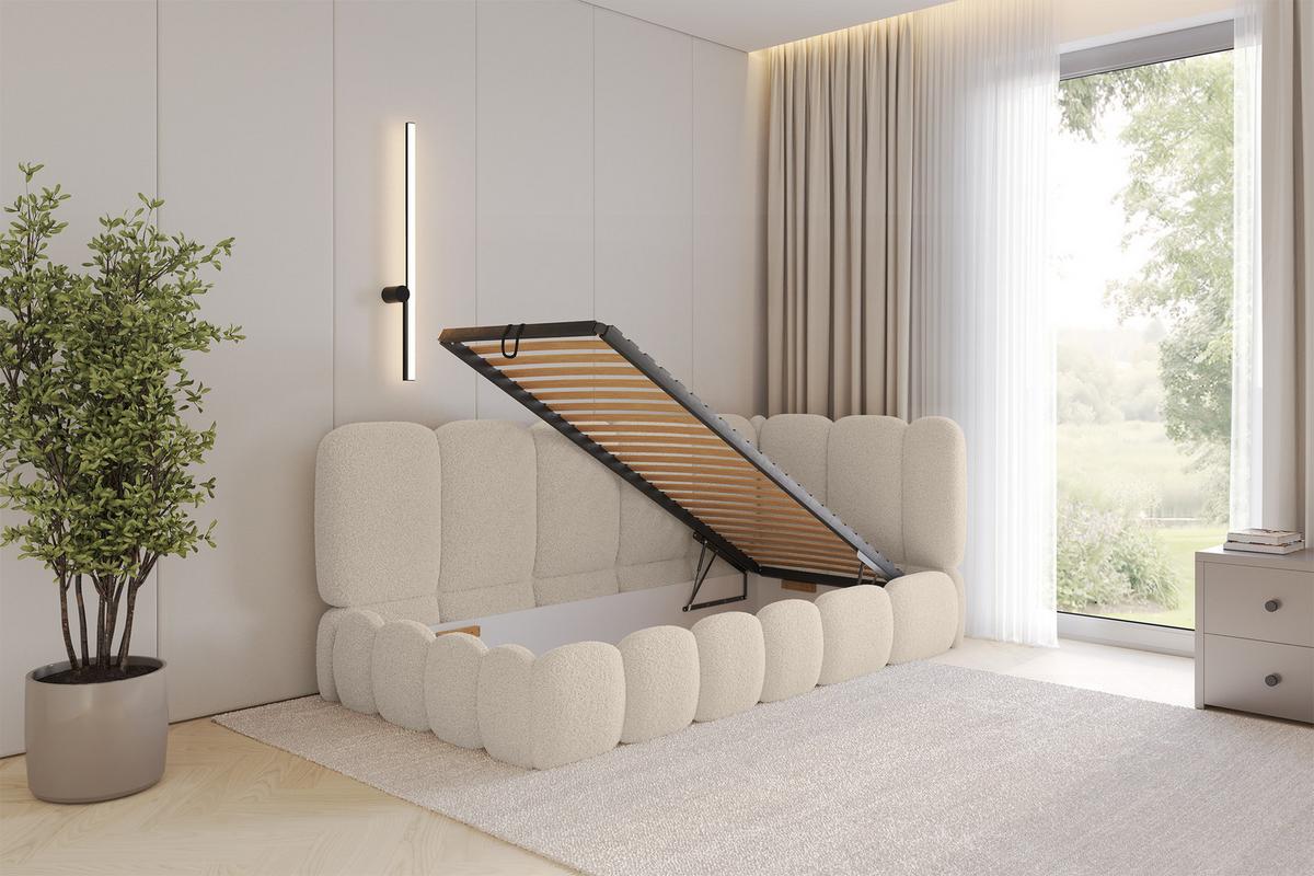 EINZELLBETT Jugendbett mit Bettkasten, Links - AVRY 80x200 Dunkelbeige - Cappuccino, Holzwerkstoff/Textil (80/200cm) - ALTDECOR